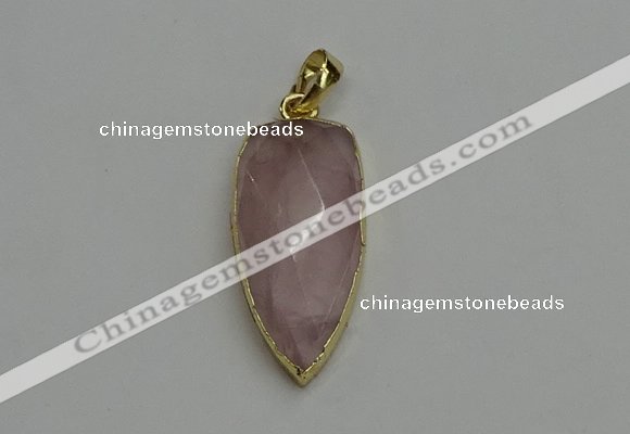 NGP6121 12*35mm - 15*40mm arrowhead rose quartz pendants