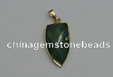 NGP6124 12*35mm - 15*40mm arrowhead green aventurine pendants