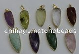 NGP6125 15*40mm arrowhead mixed gemstone pendants wholesale