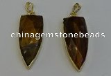 NGP6126 12*35mm - 15*40mm arrowhead yellow tiger eye pendants