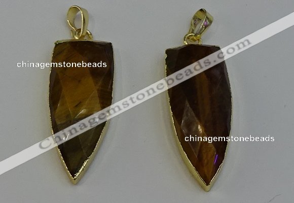 NGP6126 12*35mm - 15*40mm arrowhead yellow tiger eye pendants