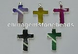 NGP6164 25*40mm - 30*40mm cross agate gemstone pendants