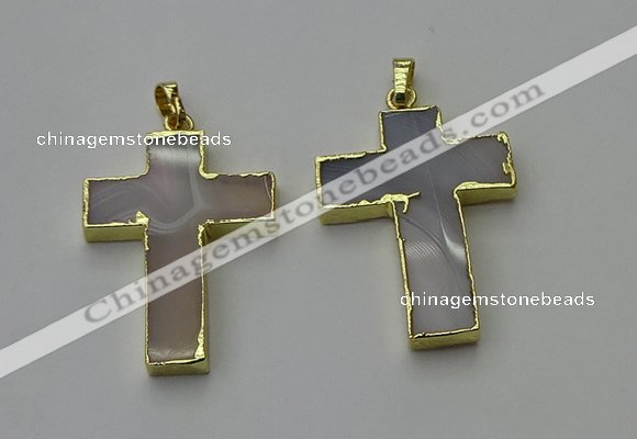 NGP6166 25*40mm - 30*40mm cross agate gemstone pendants