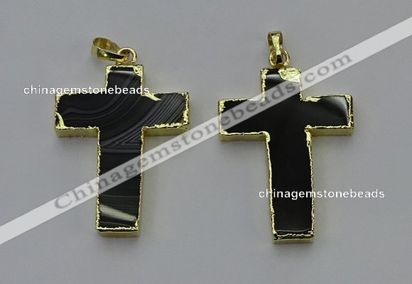 NGP6173 25*40mm - 30*40mm cross agate gemstone pendants