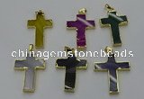 NGP6174 25*40mm - 30*40mm cross agate gemstone pendants