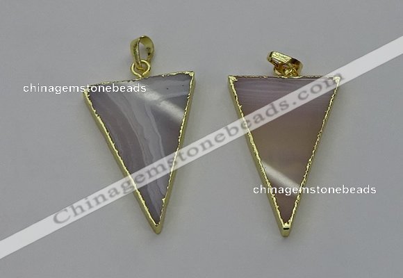 NGP6176 25*35mm - 30*40mm triangle agate gemstone pendants