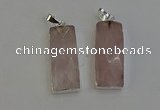 NGP6181 14*30mm - 15*38mm faceted rectangle rose quartz pendants