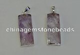 NGP6182 14*30mm - 15*38mm faceted rectangle light amethyst pendants