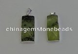 NGP6184 14*30mm - 15*38mm faceted rectangle green rutilated quartz pendants