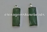 NGP6185 14*30mm - 15*38mm faceted rectangle green aventurine pendants