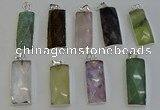 NGP6195 14*30mm - 15*38mm faceted rectangle mixed gemstone pendants