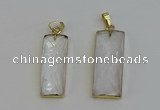 NGP6198 14*30mm - 15*38mm faceted rectangle white crystal pendants