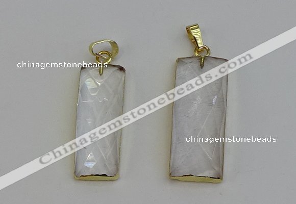 NGP6198 14*30mm - 15*38mm faceted rectangle white crystal pendants