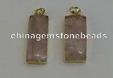 NGP6199 14*30mm - 15*38mm faceted rectangle rose quartz pendants