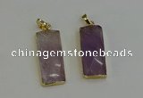 NGP6200 14*30mm - 15*38mm faceted rectangle amethyst pendants