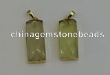 NGP6201 14*30mm - 15*38mm faceted rectangle lemon quartz pendants