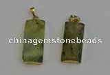 NGP6202 14*30mm - 15*38mm faceted rectangle green rutilated quartz pendants