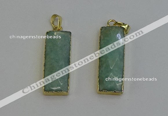 NGP6204 14*30mm - 15*38mm faceted rectangle amazonite pendants