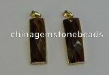 NGP6205 14*30mm - 15*38mm faceted rectangle yellow tiger eye pendants