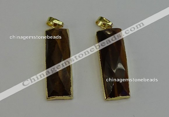 NGP6205 14*30mm - 15*38mm faceted rectangle yellow tiger eye pendants