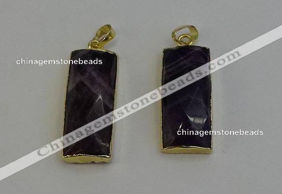 NGP6206 14*30mm - 15*38mm faceted rectangle amethyst pendants