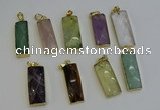 NGP6212 14*30mm - 15*38mm faceted rectangle mixed gemstone pendants