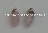 NGP6219 12*28mm - 15*30mm faceted bullet rose quartz pendants