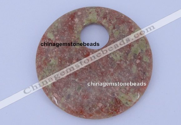 NGP622 5pcs 6*50mm Chinese unakite gemstone donut pendants