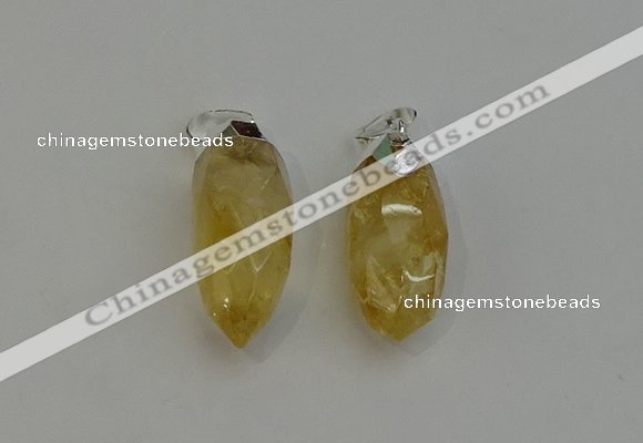 NGP6221 12*28mm - 15*30mm faceted bullet citrine pendants