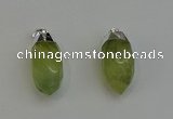 NGP6223 12*28mm - 15*30mm faceted bullet green rutilated quartz pendants