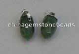 NGP6227 12*28mm - 15*30mm faceted bullet green aventurine pendants