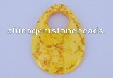 NGP623 5pcs 45*62mm flat teardrop yellow agate gemstone pendants