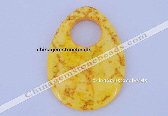 NGP623 5pcs 45*62mm flat teardrop yellow agate gemstone pendants