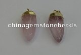 NGP6236 12*28mm - 15*30mm faceted bullet rose quartz pendants