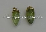 NGP6239 12*28mm - 15*30mm faceted bullet green rutilated quartz pendants