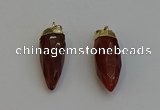 NGP6242 12*28mm - 15*30mm faceted bullet red rabbit hair pendants