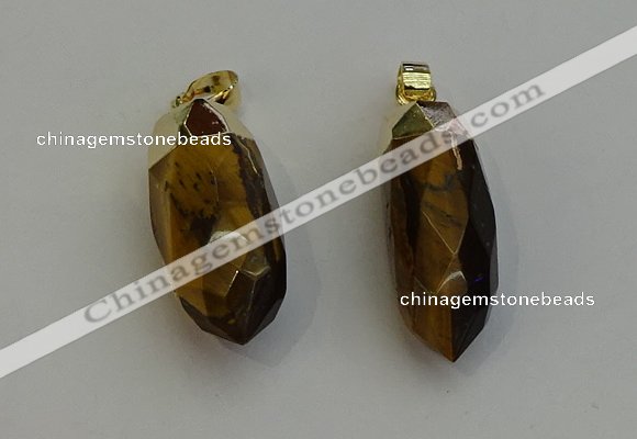 NGP6243 12*28mm - 15*30mm faceted bullet yellow tiger eye pendants