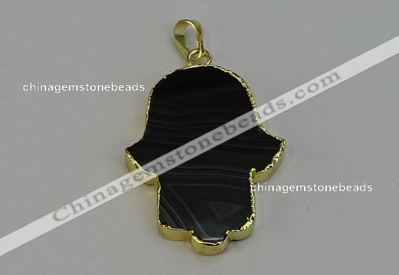 NGP6261 22*40mm - 25*45mm hamsahand agate gemstone pendants