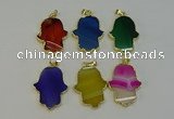 NGP6263 22*40mm - 25*45mm hamsahand agate gemstone pendants