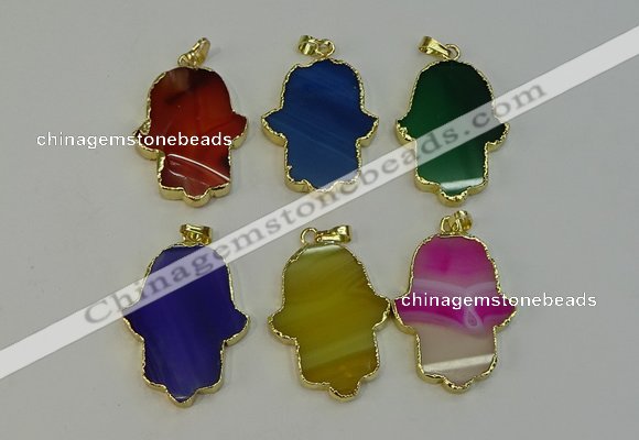 NGP6263 22*40mm - 25*45mm hamsahand agate gemstone pendants