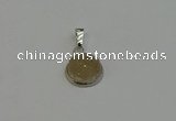 NGP6278 14mm flat round druzy agate gemstone pendants wholesale