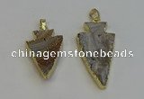 NGP6280 22*35mm - 24*45mm arrowhead druzy agate pendants