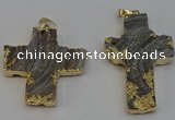 NGP6282 40*45mm - 35*55mm cross druzy agate pendants