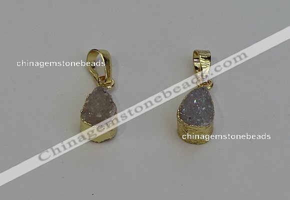 NGP6288 8*12mm teardrop druzy agate gemstone pendants wholesale