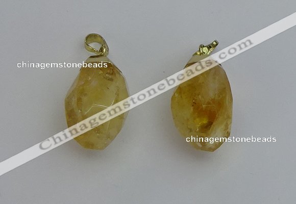 NGP6299 18*30mm - 22*35mm faceted nuggets citrine pendants