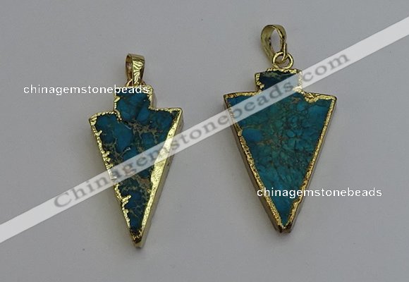 NGP6316 20*35mm - 25*40mm arrowhead sea sediment jasper pendants