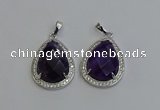 NGP6335 25*30mm teardrop amethyst gemstone pendants wholesale