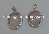 NGP6351 25*30mm oval rose quartz gemstone pendants wholesale