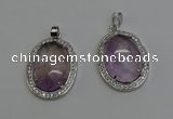 NGP6353 25*30mm oval light amethyst pendants wholesale