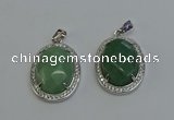 NGP6359 25*30mm oval green aventurine pendants wholesale